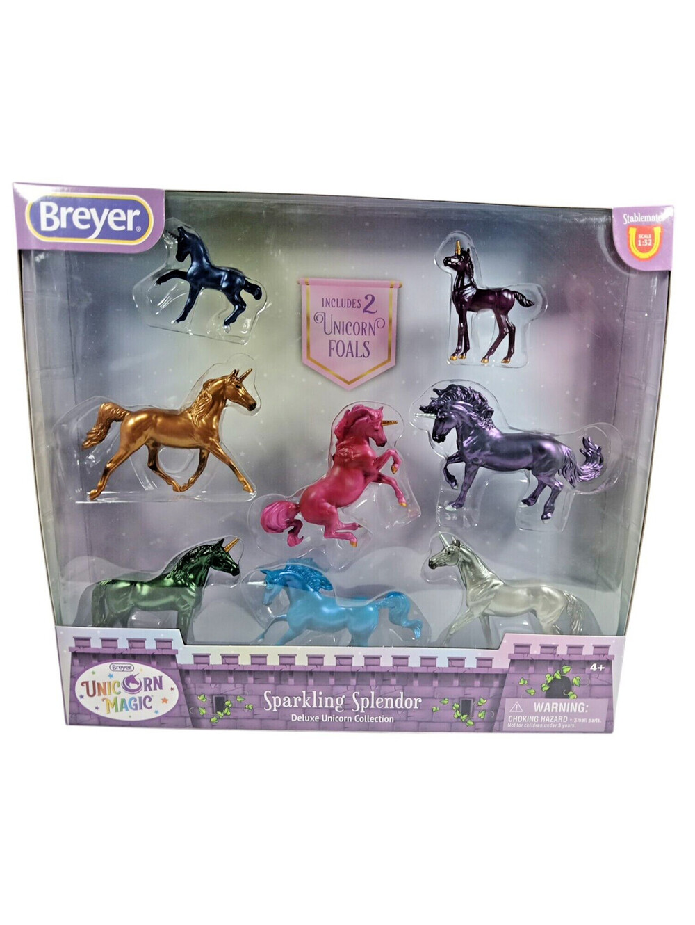 BREYER HORSES Sparkling Splendor 6 Deluxe Unicorn Magic Collection + 2 Foals NIB